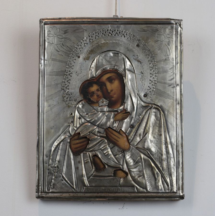Antique Icon of the Vladimir Blessed Virgin.