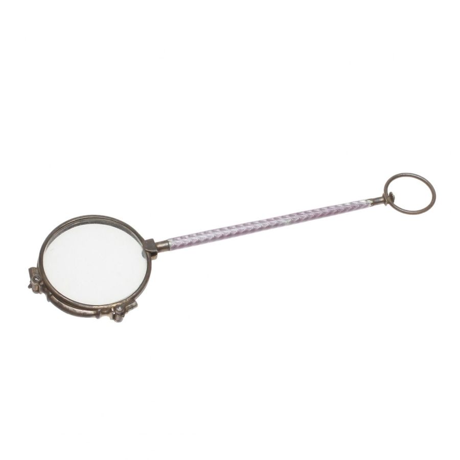 Silver lorgnette with enamel