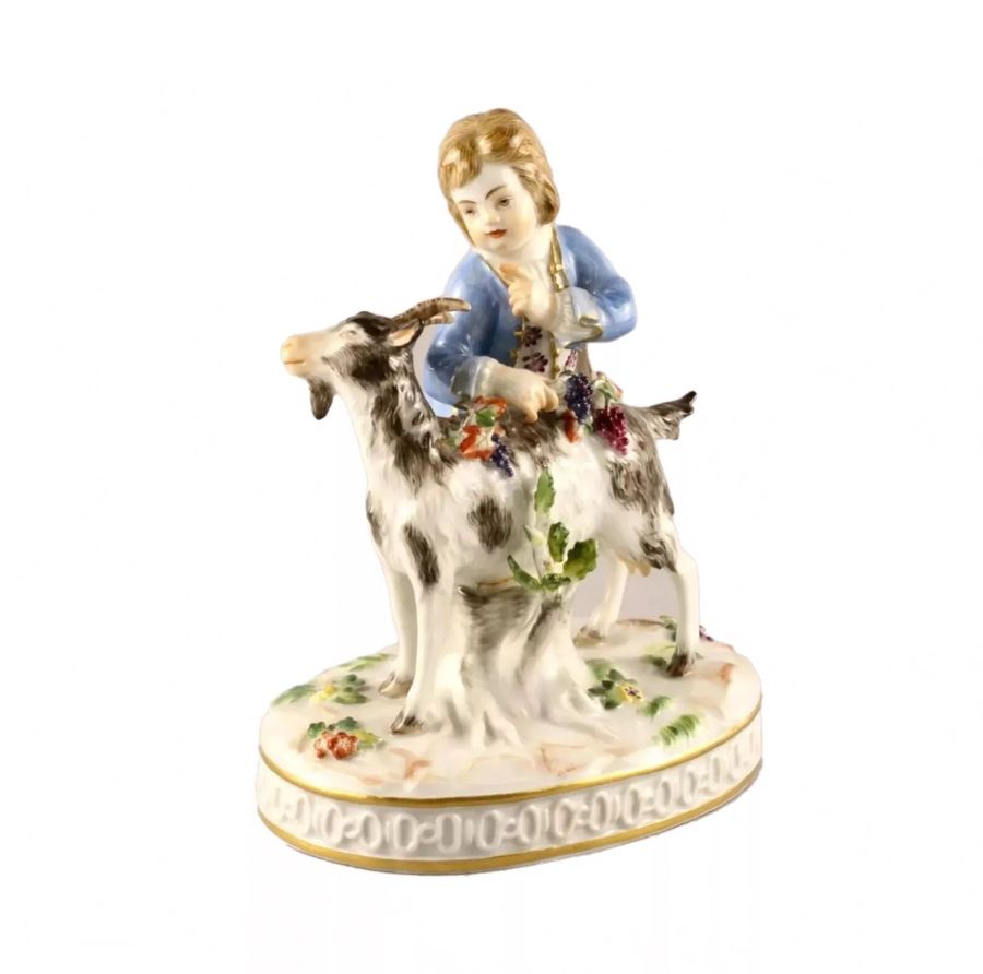 Porcelain figure Boy with a goat. Meissen