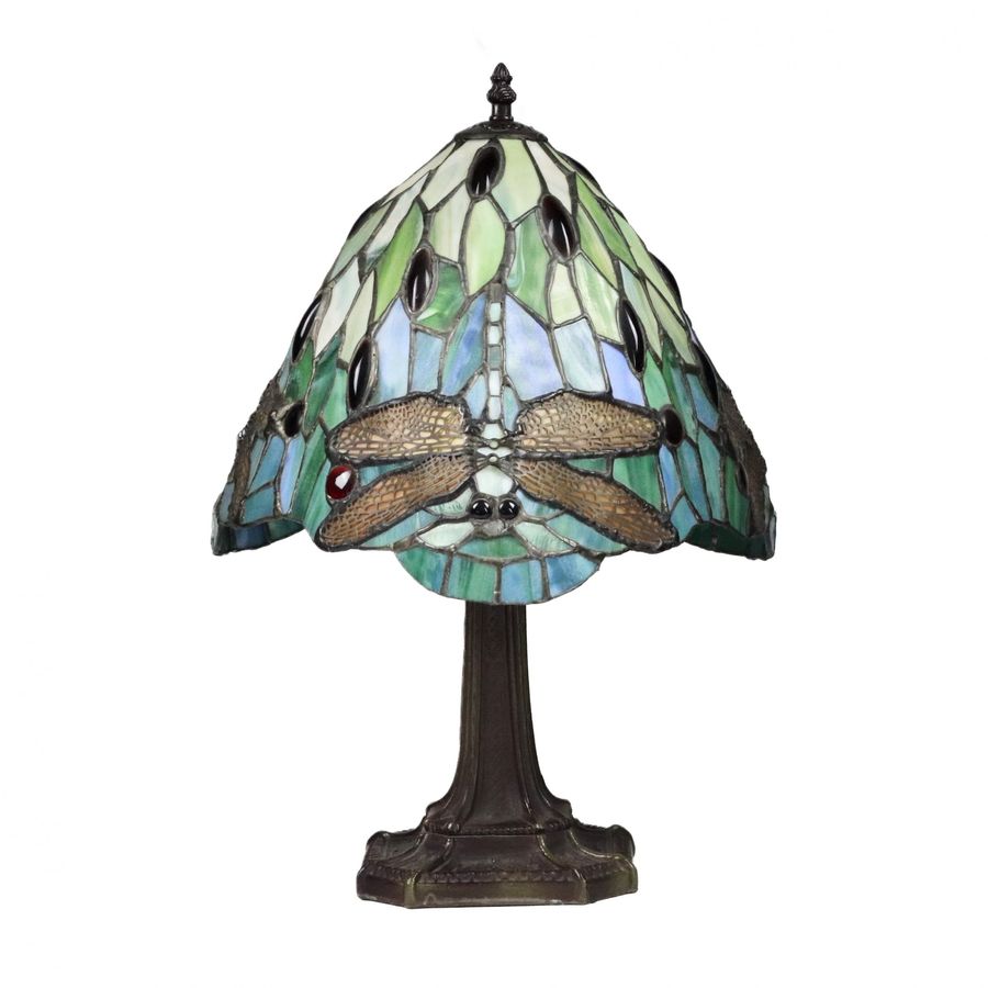 Elegant stained glass table lamp in Tiffany style. 20th century.