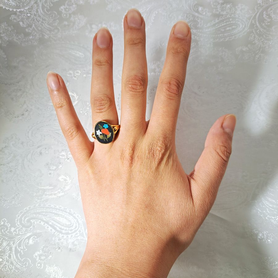 Antique The Antique Georgian Pietra Dura Gemstone Ring