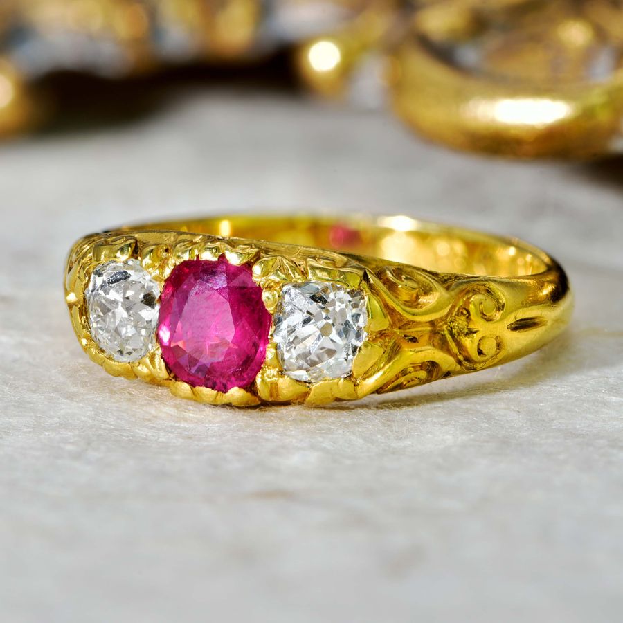Antique The Antique Victorian 1876 Ruby and Old Cut Diamond Magnificent Ring