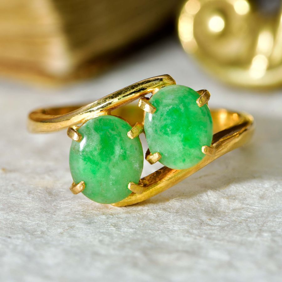 The Vintage Two Stone Jadeite Verdant Ring