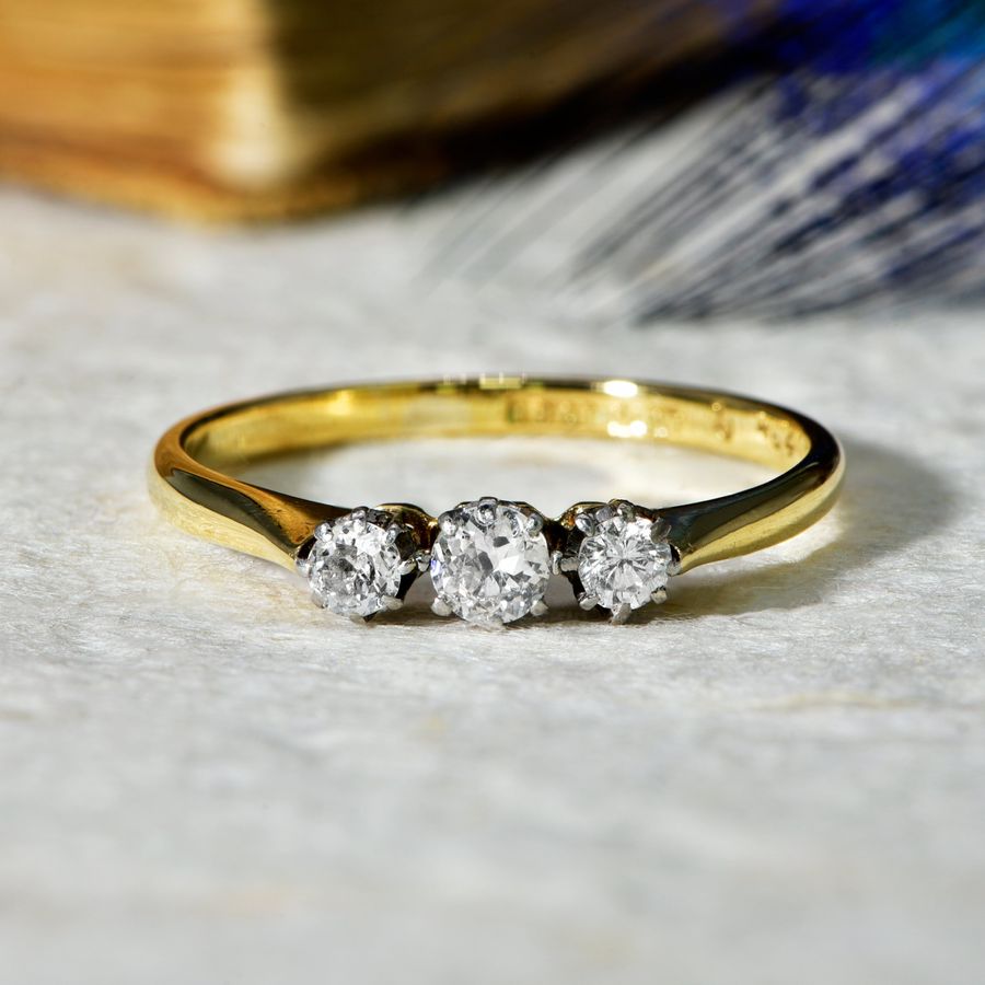 The Vintage Three Brilliant Cut Diamond Timeless Ring