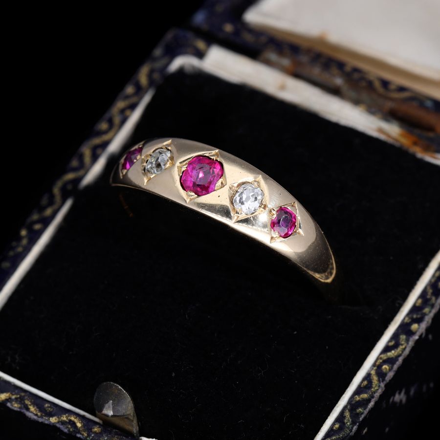 Antique The Antique 1877 Ruby and Old Cut Diamond Classic Ring