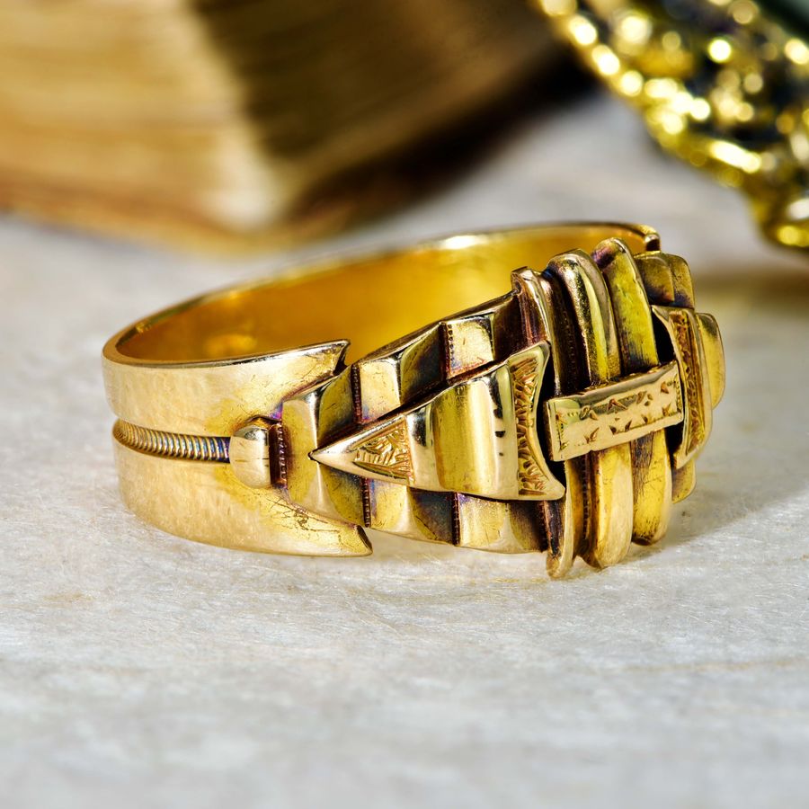 Antique The Antique 1884 18ct Gold Geometric Crimped Ring