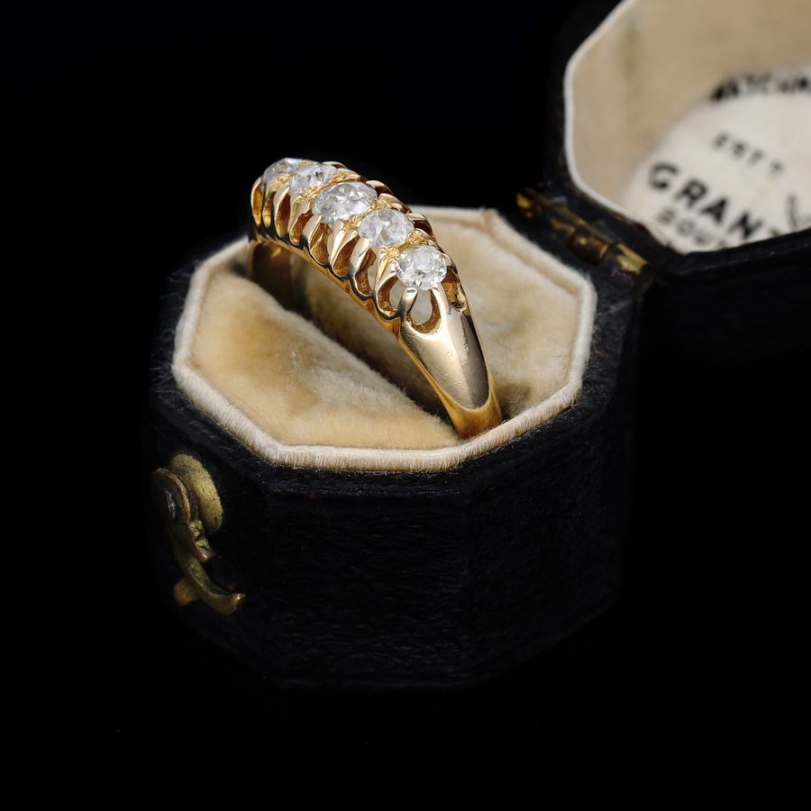 Antique The Antique 1912 Old Cut Diamond Classic Boat Ring