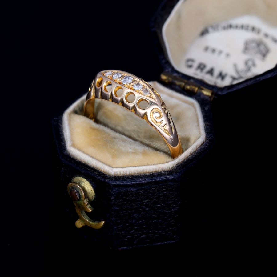 Antique The Antique 1917 Five Stone Old Cut Diamond Boat Ring