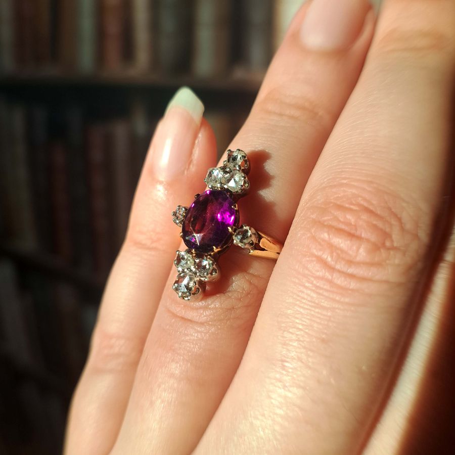 Antique The Antique Amethyst and Rose Cut Diamond Ring