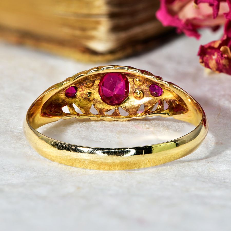 Antique The Antique Art Deco 1921 Synthetic Ruby and Diamond Ring