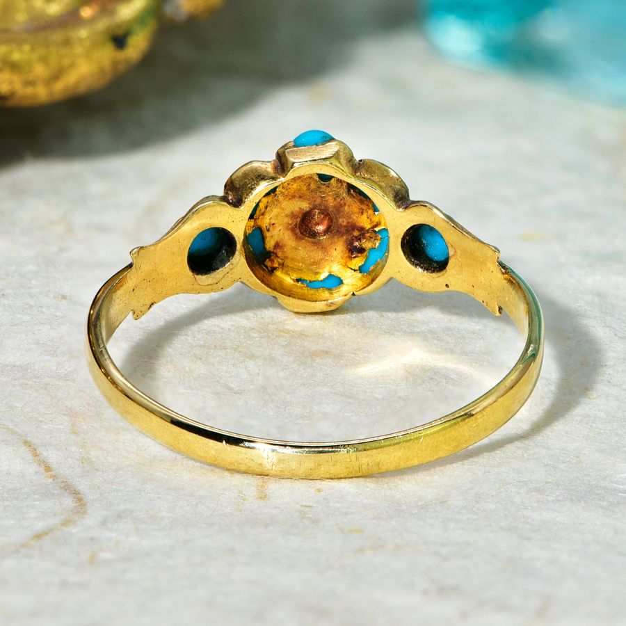 Antique The Antique Eight Turquoise and Diamond Ring