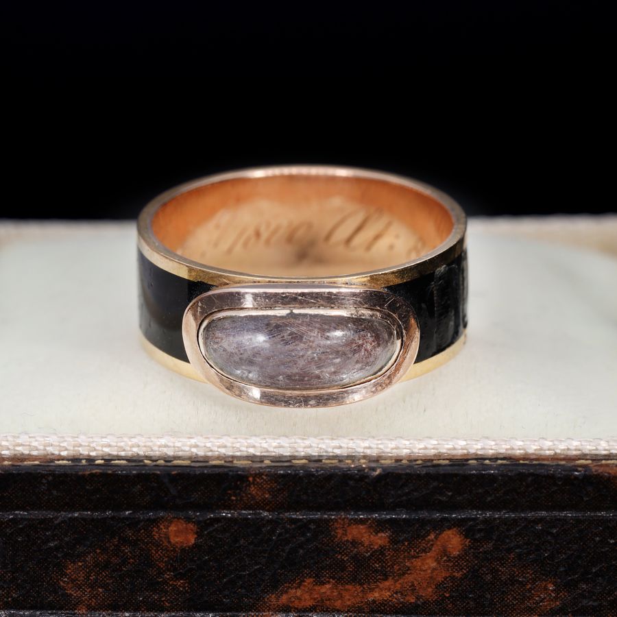 Antique The Antique Georgian Glass Panel Mourning Ring