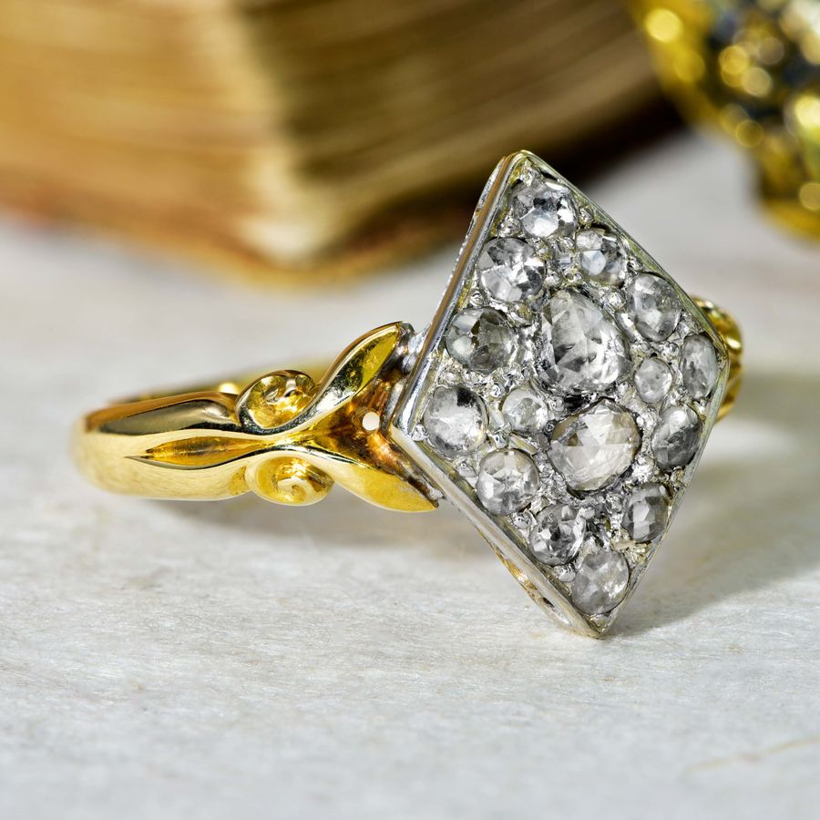 Antique The Antique Rose Cut Diamond and Zircon Cluster Ring