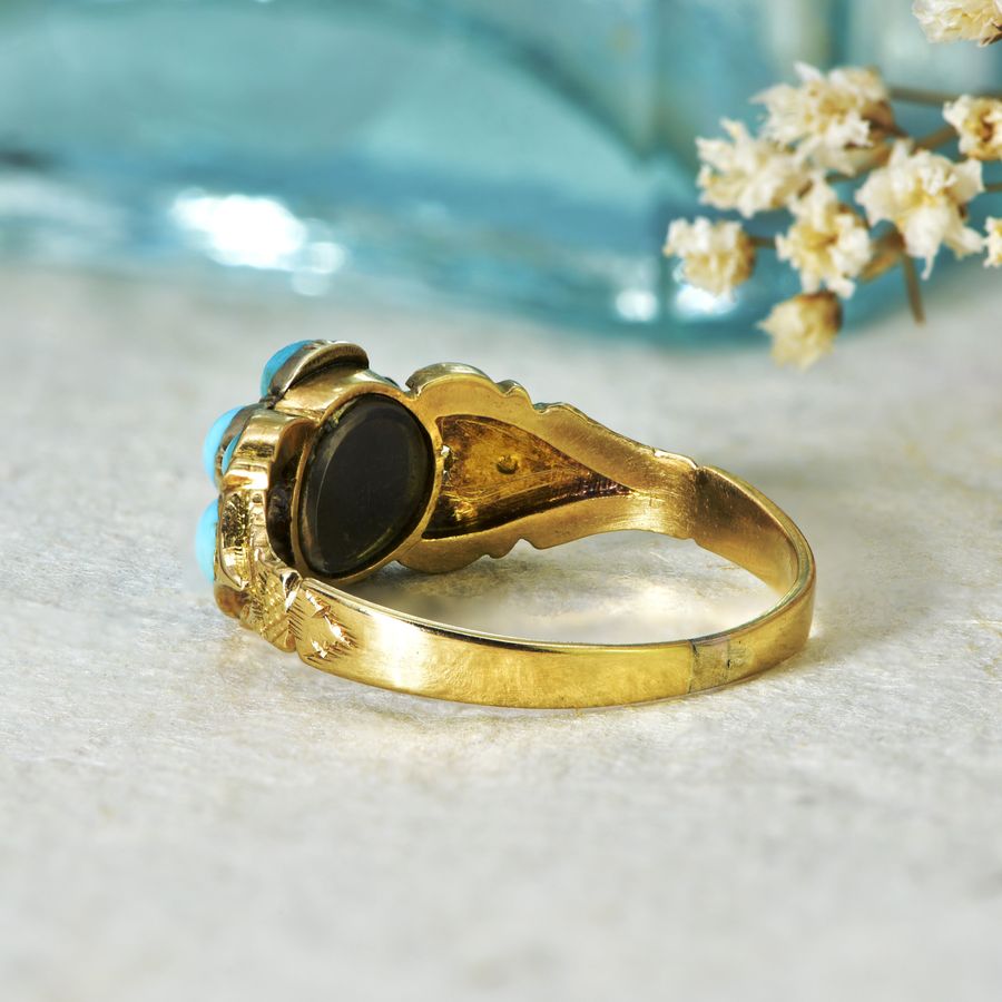 Antique The Antique Victorian Gold and Turquoise Forget-Me-Not Ring
