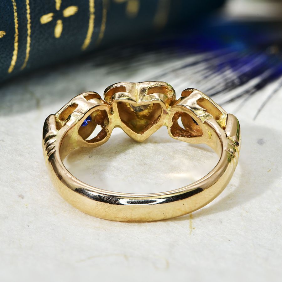 Antique The Vintage Diamond and Blue Stone Heart Ring