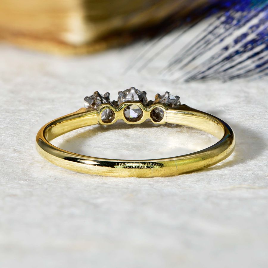 Antique The Vintage Three Brilliant Cut Diamond Timeless Ring