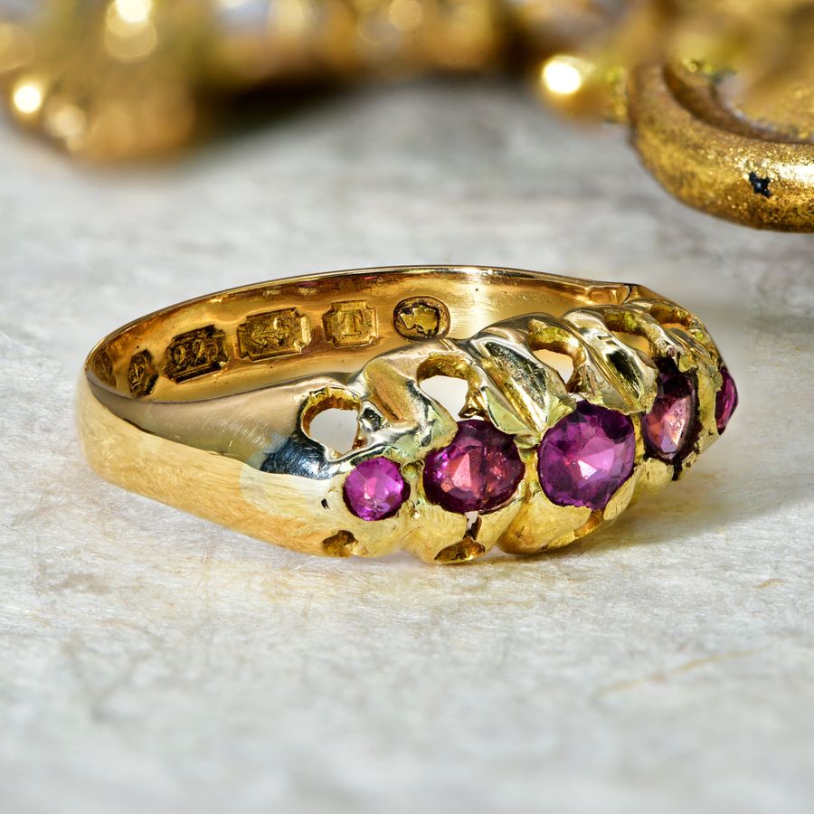 Antique The Antique 1868 Five Stone Garnet Ring