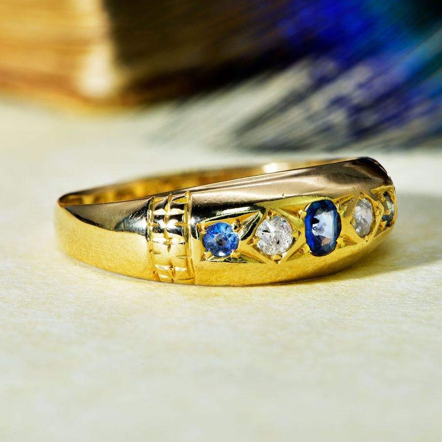 Antique The Antique 1913 Five Stone Sapphire and Diamond Ring