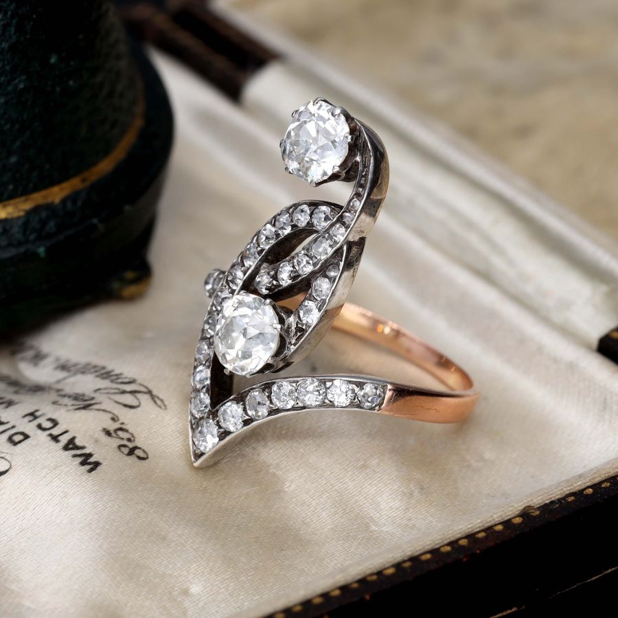 Antique The Antique Art Nouveau Diamond Flamboyant Ring