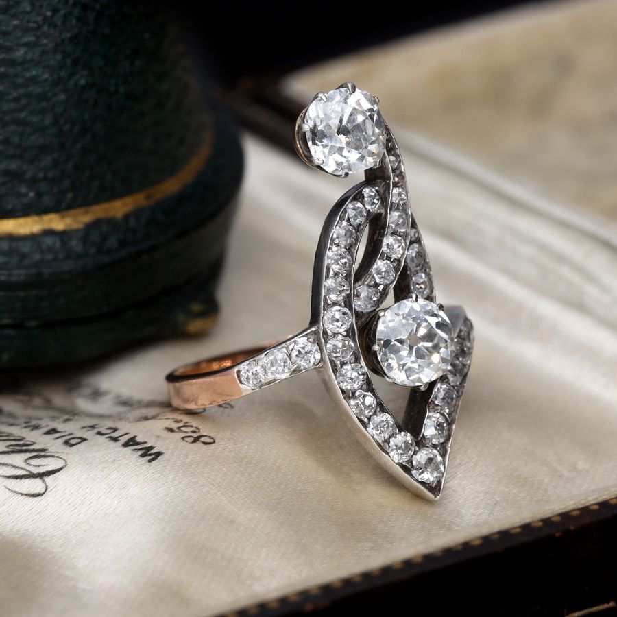 Antique The Antique Art Nouveau Diamond Flamboyant Ring