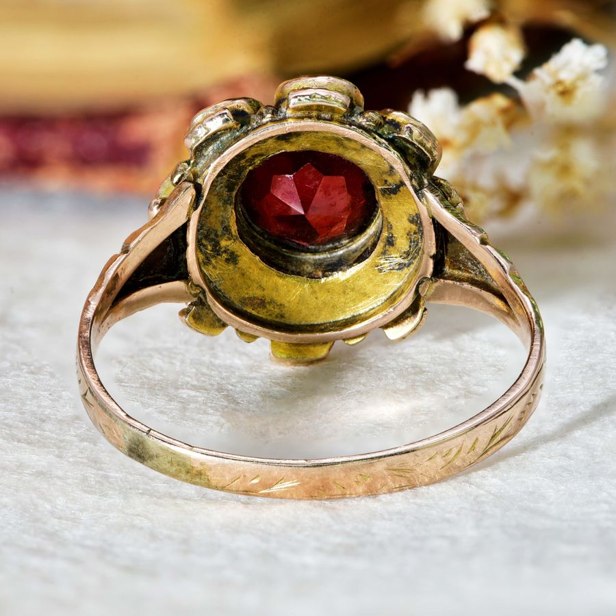 Antique The Antique Edwardian Garnet Cluster Bohemian Ring