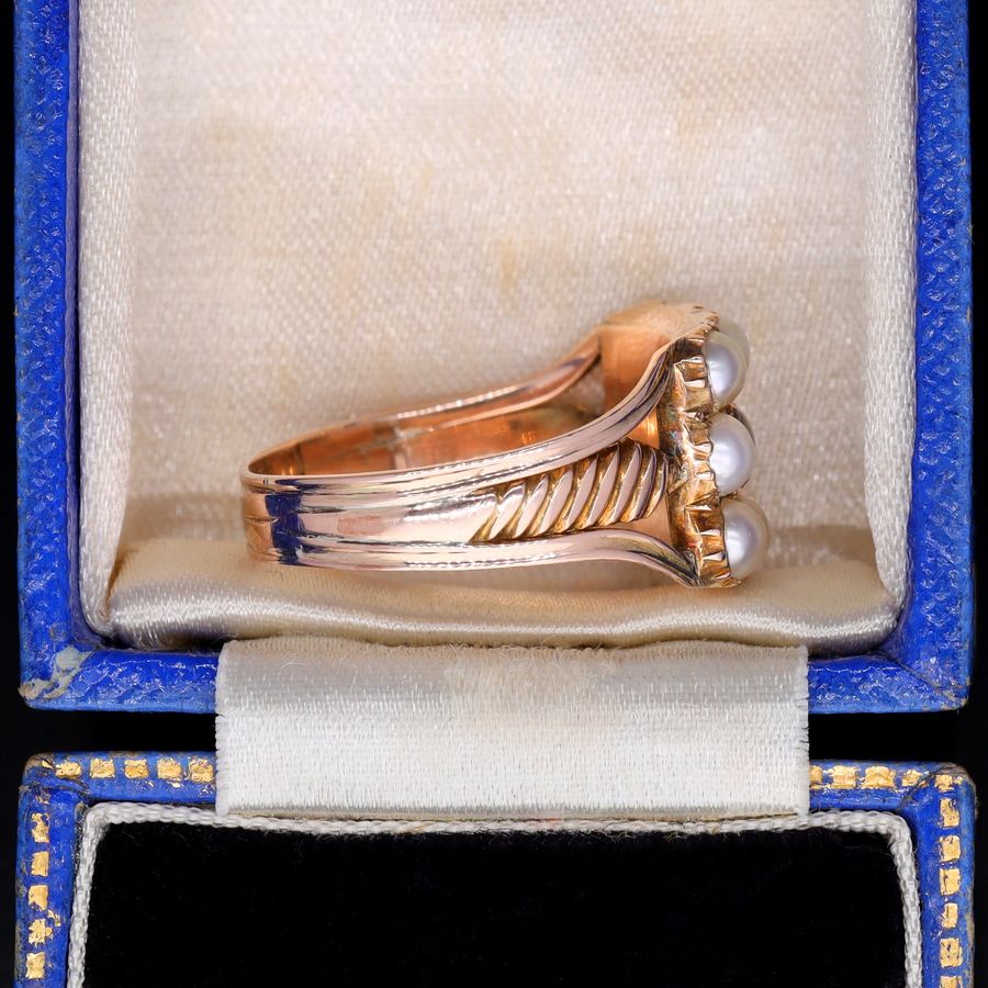 Antique The Antique Georgian Pearl and Enamel Elaborate Ring