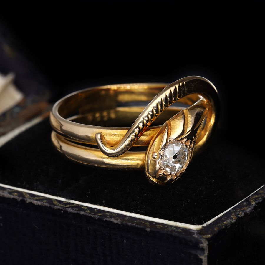 Antique The Antique Old Cut Diamond Coiled Snake Ring