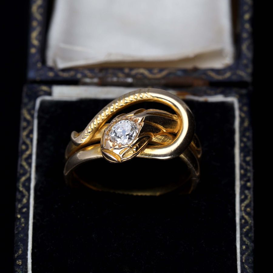 Antique The Antique Old Cut Diamond Coiled Snake Ring