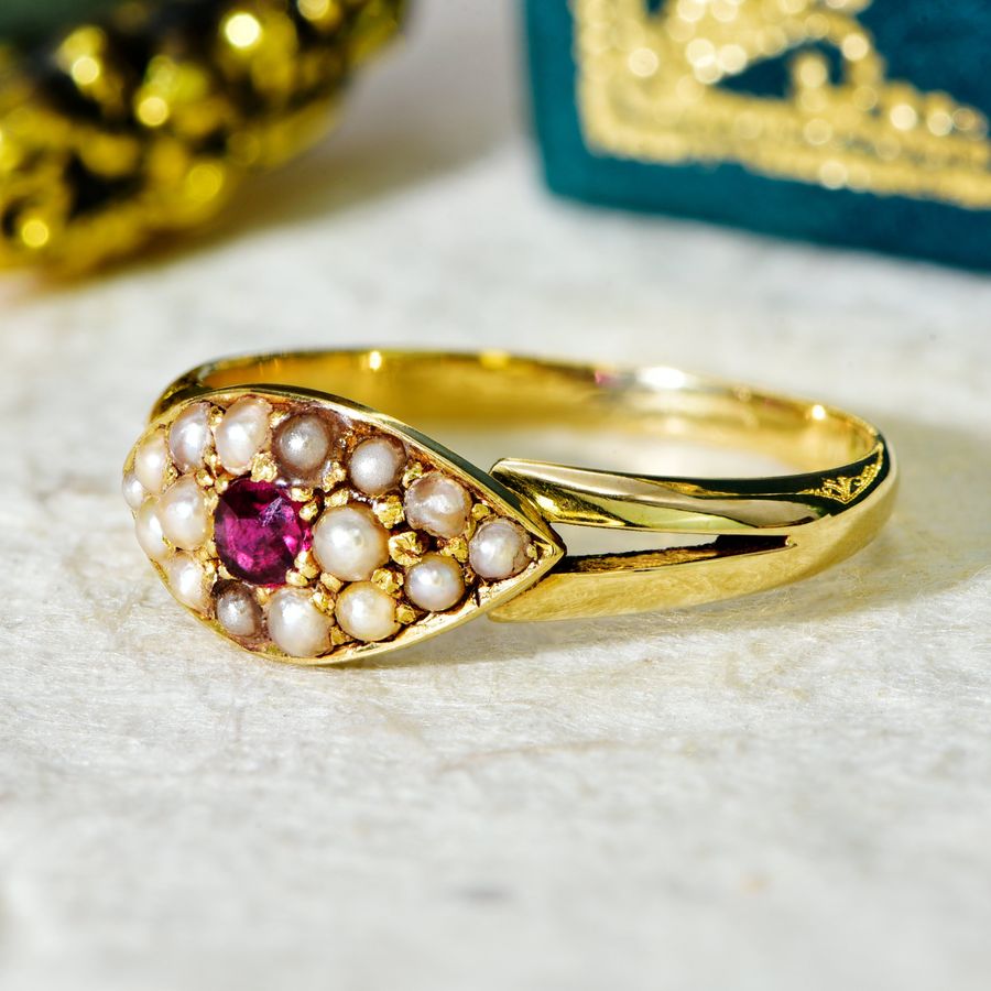 Antique The Antique Victorian 1897 Pearl and Ruby Ring