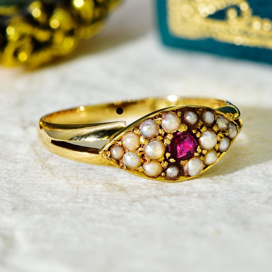 Antique The Antique Victorian 1897 Pearl and Ruby Ring