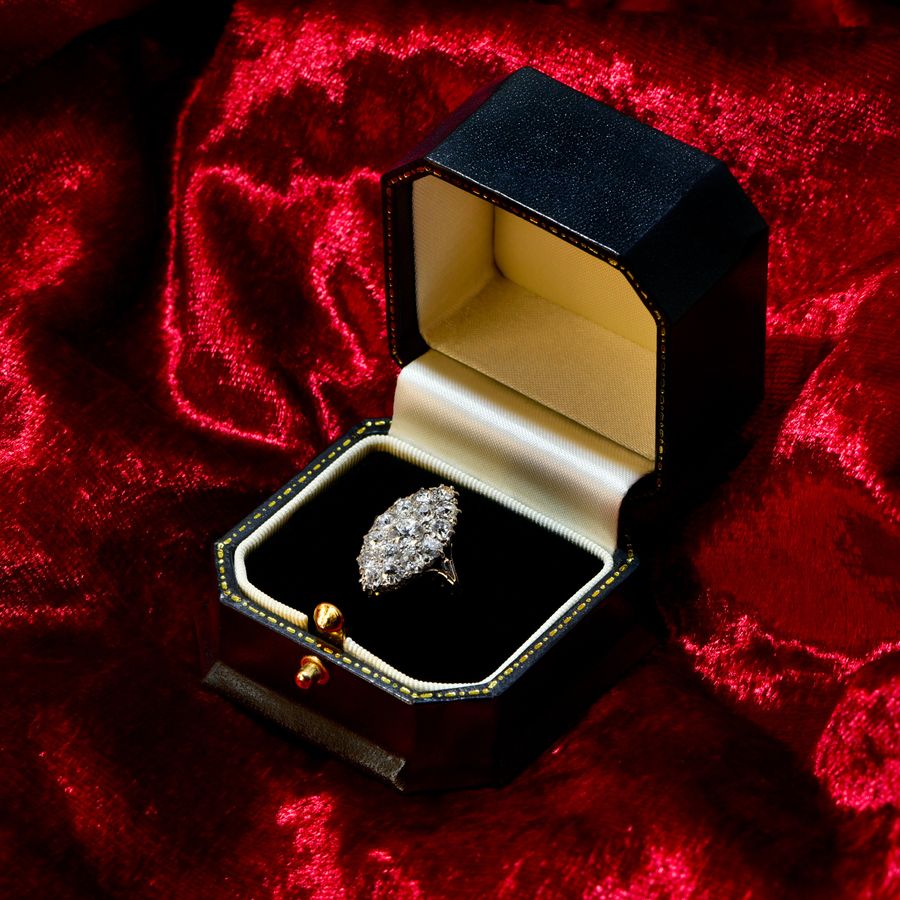 Antique The Antique Victorian Navette Old European Cut Diamond Ring