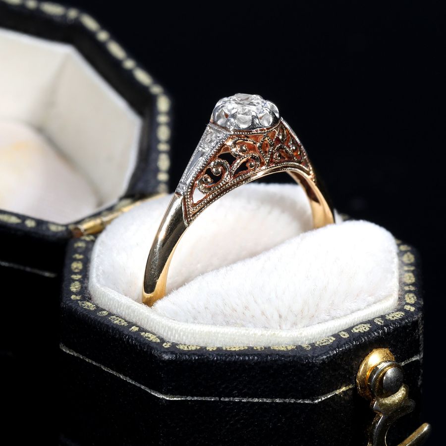 Antique The Vintage Brilliant Cut Diamond Filigree Ring
