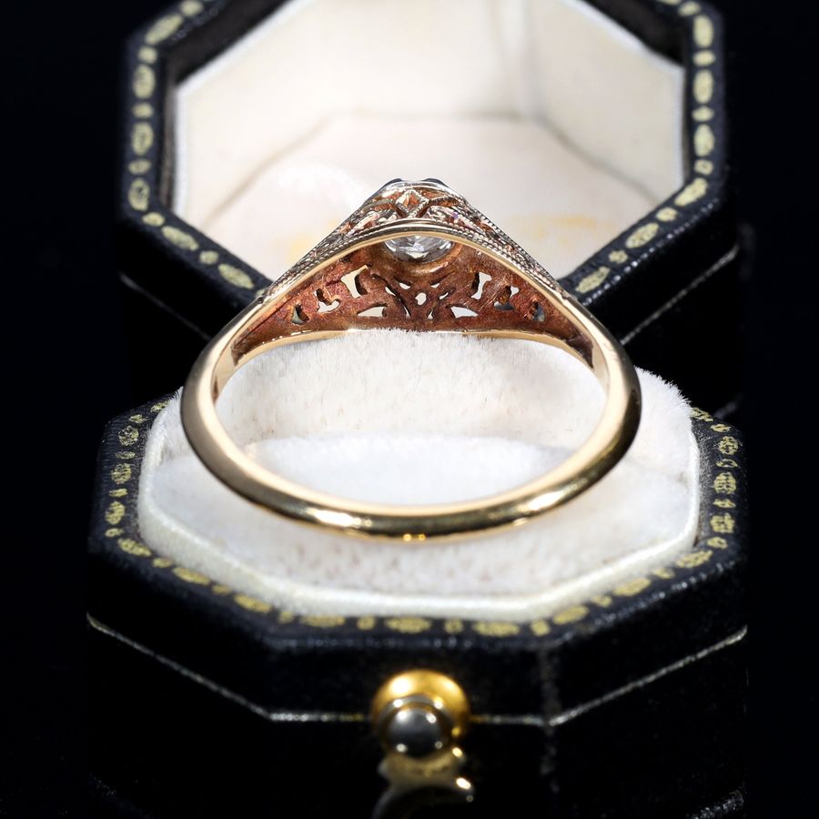 Antique The Vintage Brilliant Cut Diamond Filigree Ring