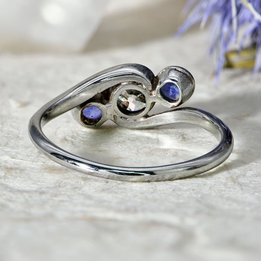 Antique The Vintage Diamond and Blue Paste Trio Ring