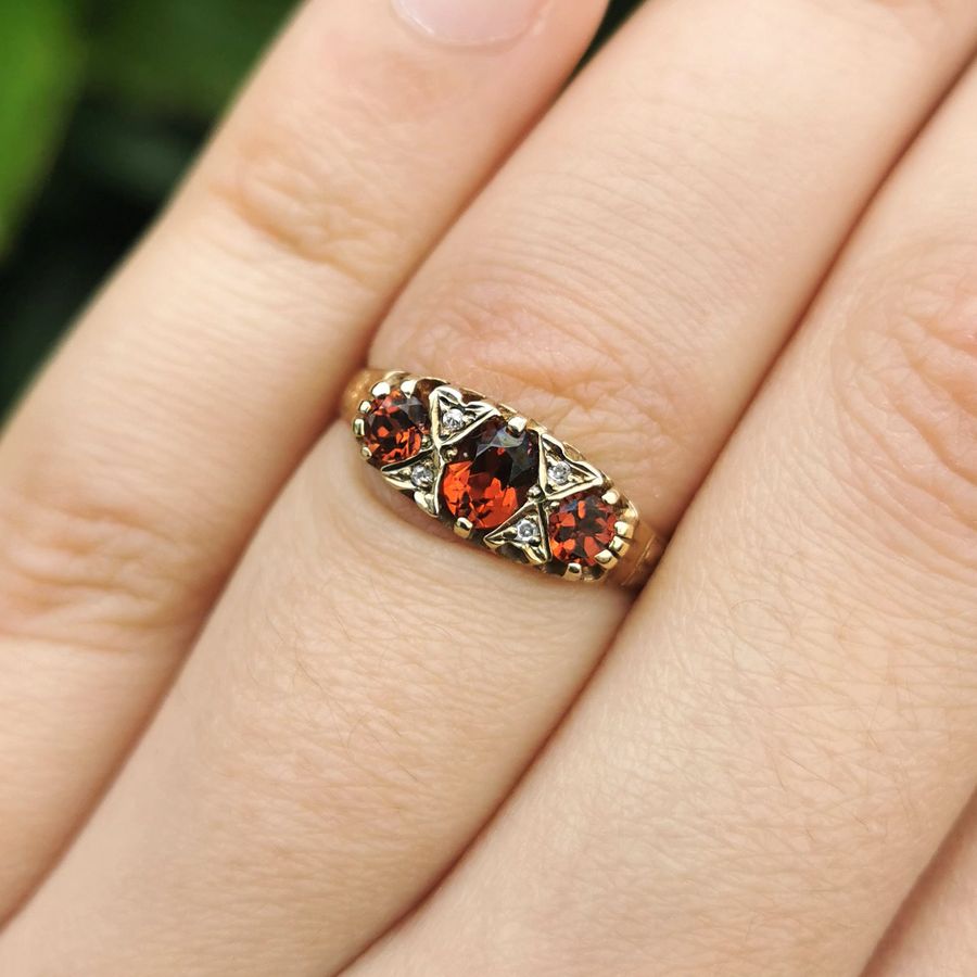 Antique The Vintage Garnet and Diamond Floral Ring