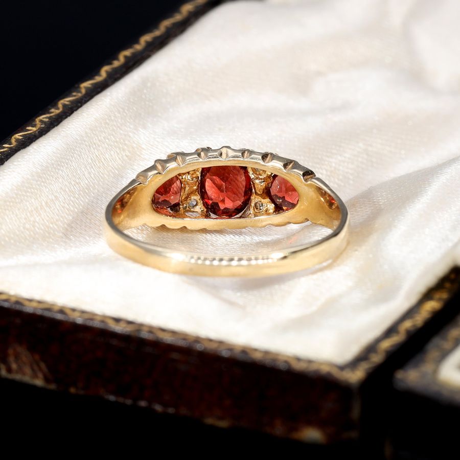 Antique The Vintage Garnet and Diamond Floral Ring
