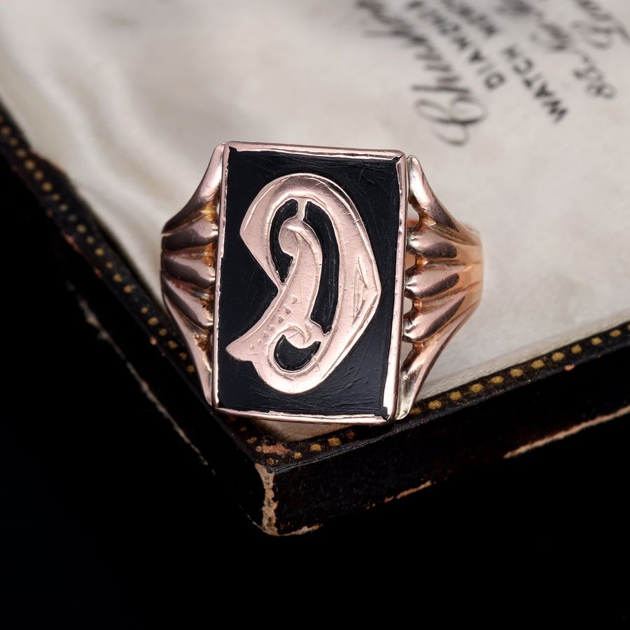 Antique The Vintage Initial Gothic D Ring