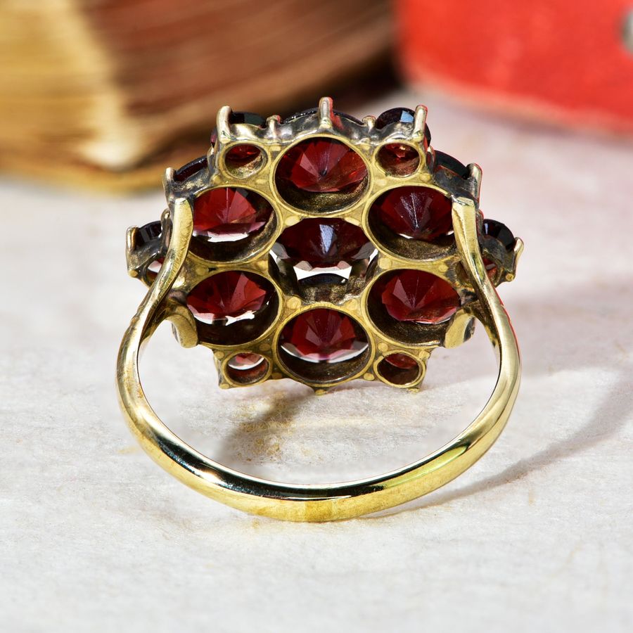 Antique The Vintage Stepped Garnet Cluster Ring