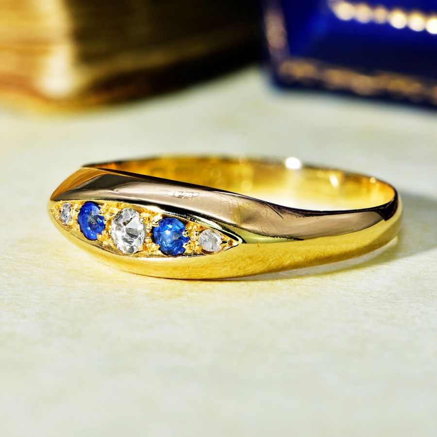 Antique The Antique 1919 Sapphire and Diamond Impressive Ring