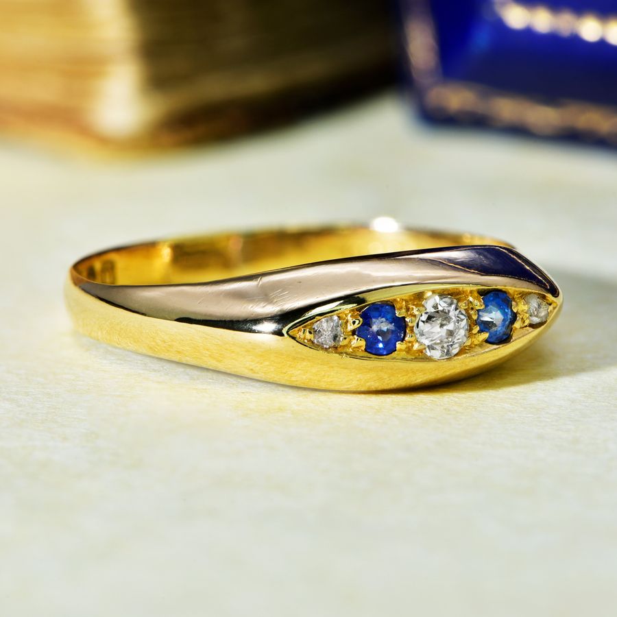 Antique The Antique 1919 Sapphire and Diamond Impressive Ring