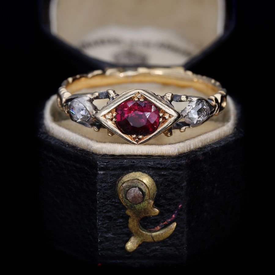 Antique The Antique Georgian Ruby and Rose Cut Diamond Ring