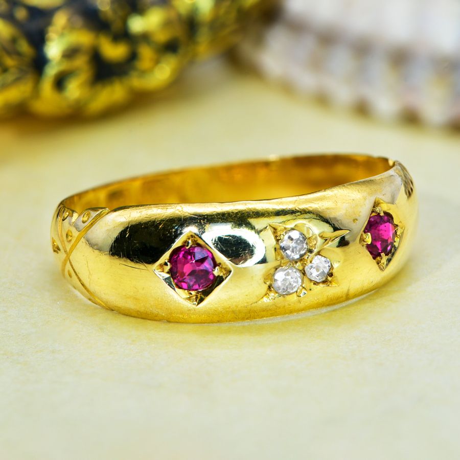 Antique The Antique Victorian 1893 Ruby and Old Eight Cut Diamond Ring