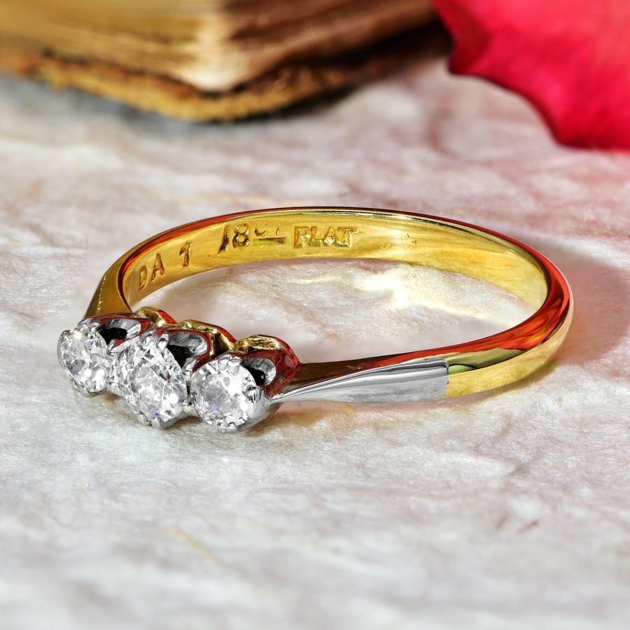 Antique The Vintage Light Shouldered Brilliant Cut Diamond Trio Ring