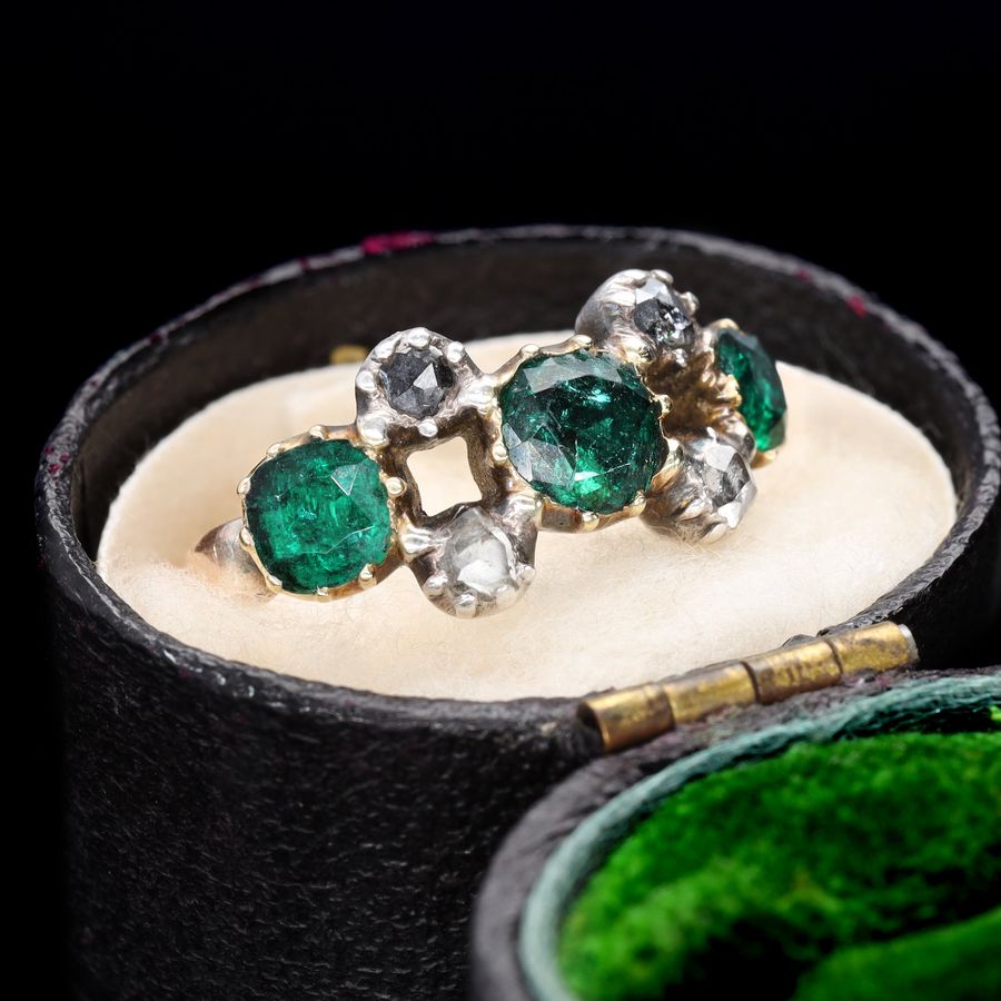 The Antique Georgian Emerald and Rose Cut Diamond Verdant Ring