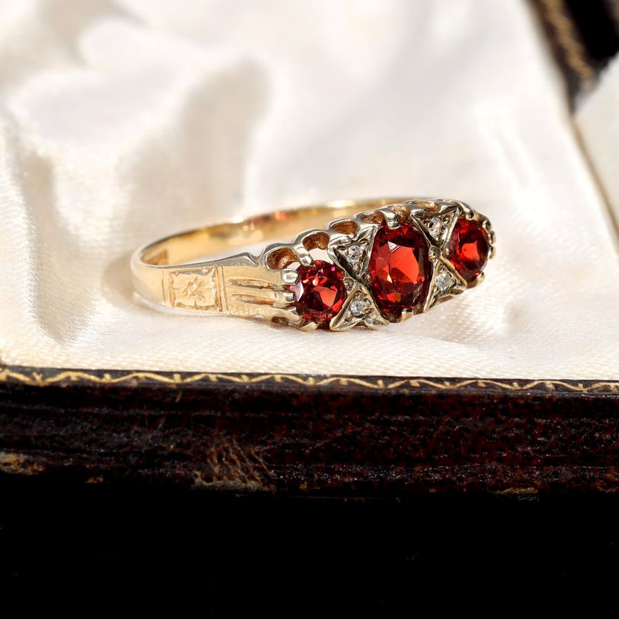 The Vintage Garnet and Diamond Floral Ring