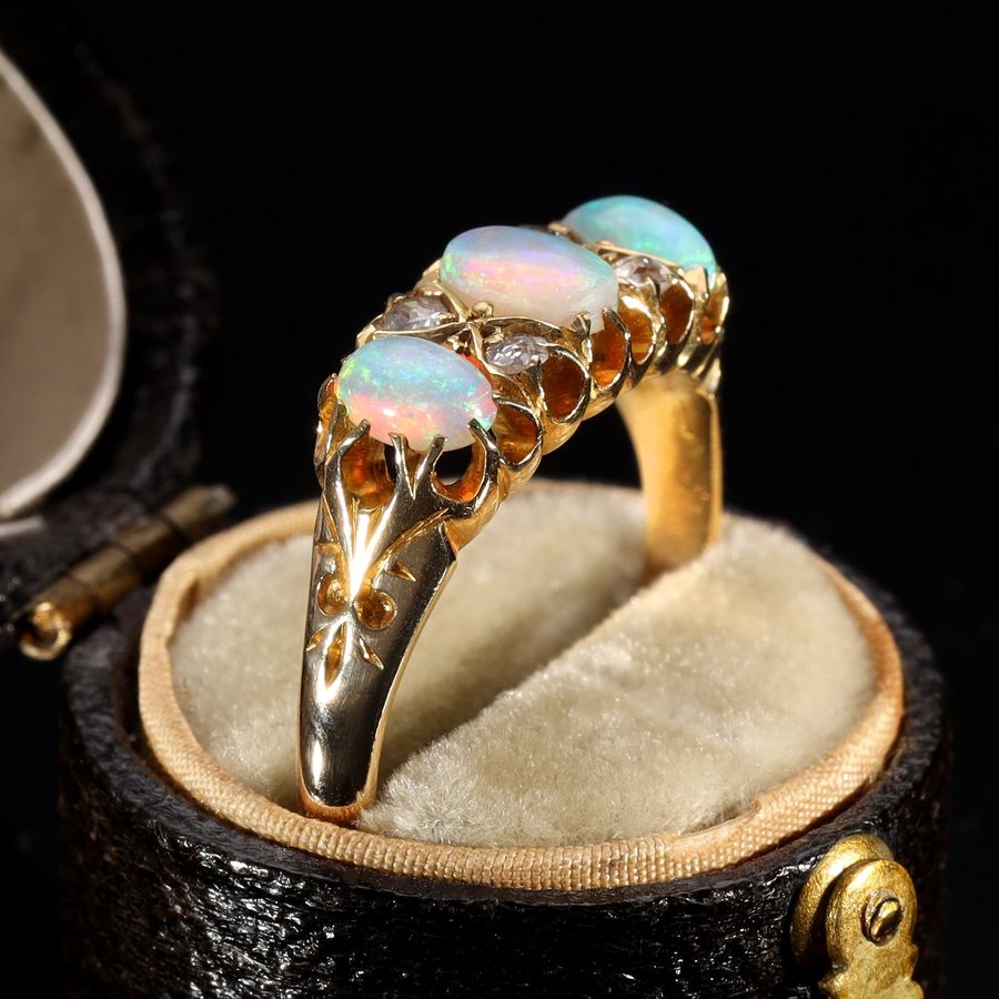 Antique The Antique 1900 Opal and Diamond Mystical Ring