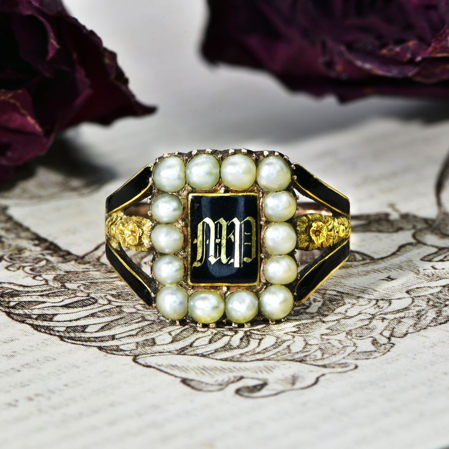 The Antique Georgian 1818 Pearl and Rose Mourning Ring