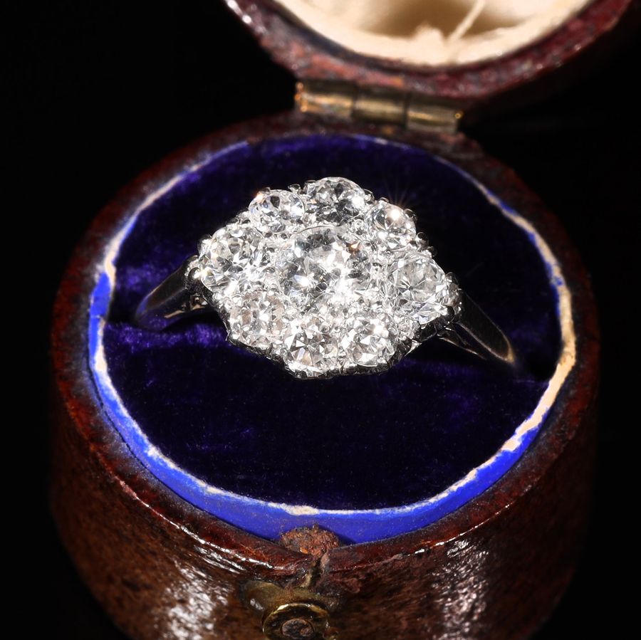 Antique The Antique Platinum Brilliant Cut Diamond Cluster Ring