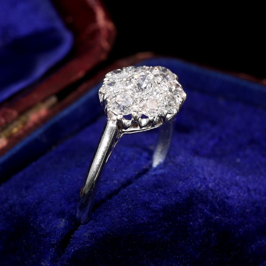 Antique The Antique Platinum Brilliant Cut Diamond Cluster Ring