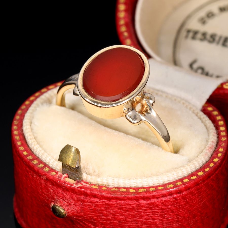 Antique The Vintage 1960 Orange Carnelian Ring